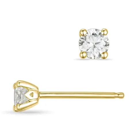 2 x 0,20 ct solitaire oorbel in 14 karaat goud met diamant 