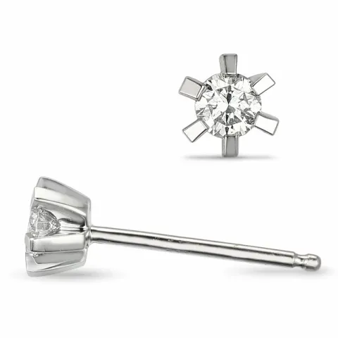 campagne - diamant oorsteker in 14 karaat witgoud met diamant 