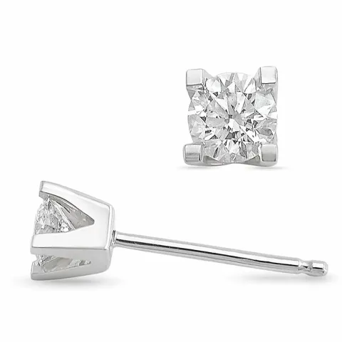 2 x 0,20 ct solitaire oorbel in 14 karaat witgoud met diamant 