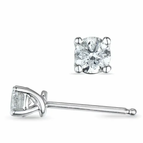 2 x 0,20 ct solitaire oorbel in 14 karaat witgoud met diamant