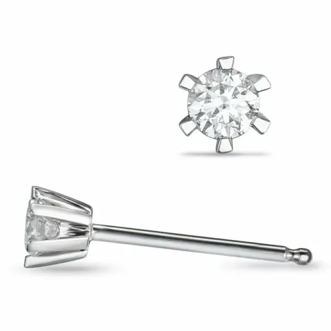 2 x 0,10 ct campagne - diamant oorsteker in 14 karaat witgoud met diamant 