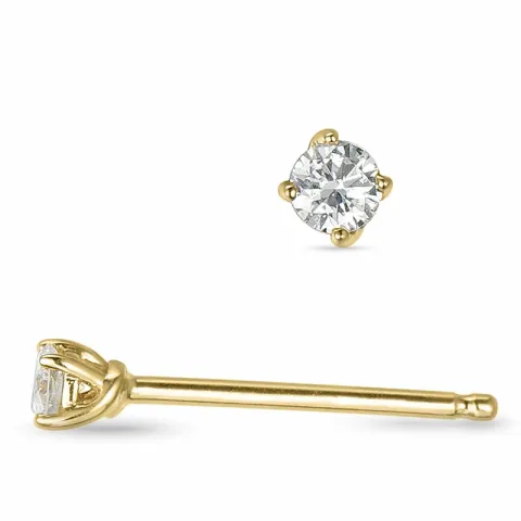2 x 0,10 ct solitaire oorbel in 14 karaat goud met diamant