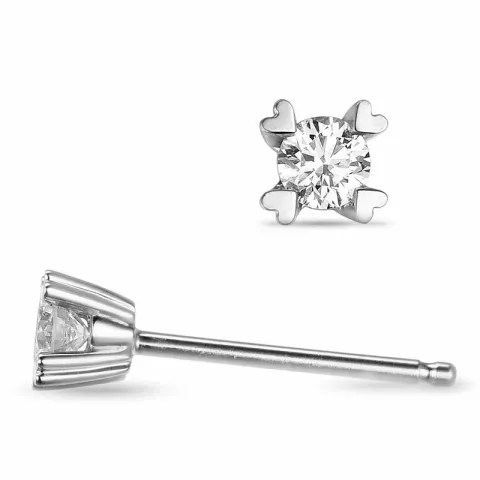 2 x 0,10 ct campagne - diamant oorsteker in 14 karaat witgoud met diamant 