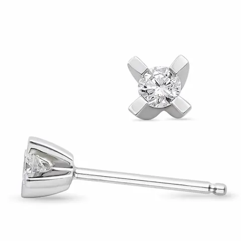 2 x 0,05 ct solitaire oorbel in 14 karaat witgoud met diamant