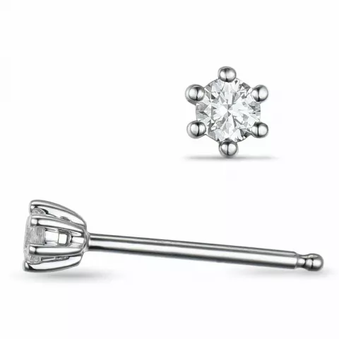 campagne - diamant oorsteker in 14 karaat witgoud met diamant 