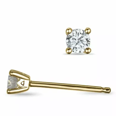 2 x 0,10 ct solitaire oorbel in 14 karaat goud met diamant