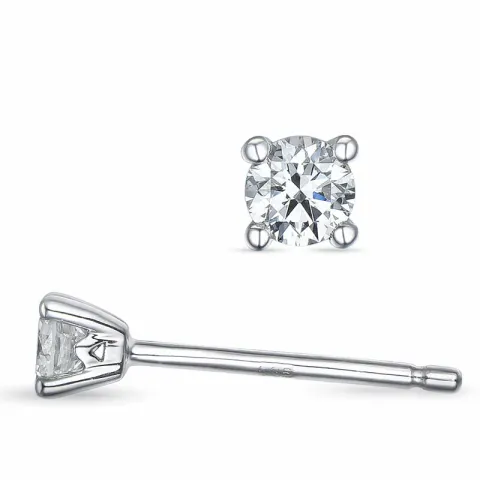 2 x 0,10 ct campagne - diamant oorsteker in 14 karaat witgoud met diamant 