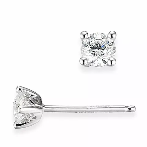 2 x 0,20 ct solitaire oorbel in 14 karaat witgoud met diamant