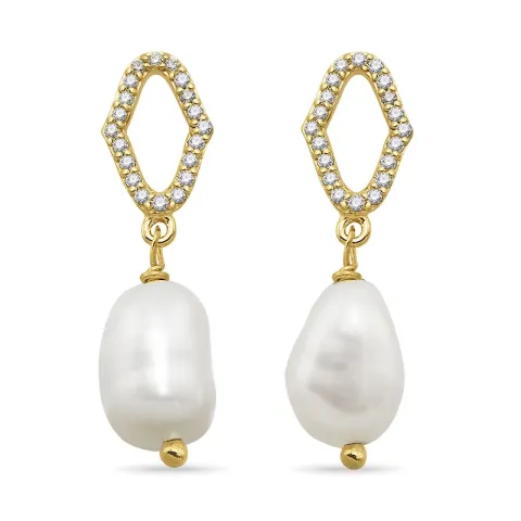 parel oorbellen in verguld sterlingzilver