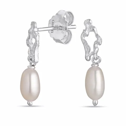 parel oorbellen in zilver - Lumé Etched