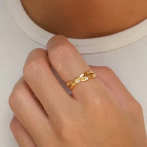 zirkoon ring in verguld sterlingzilver