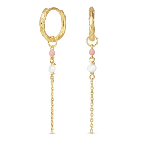 13,5 mm lange pink creool in verguld sterlingzilver