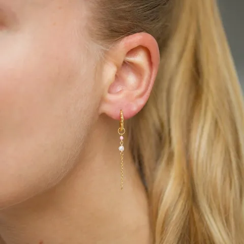 13,5 mm lange pink creool in verguld sterlingzilver