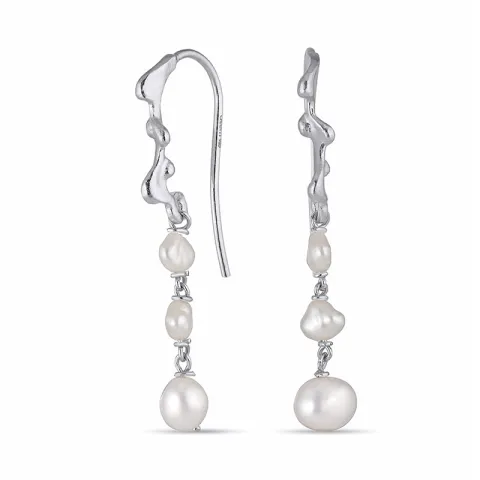 parel ketting oorbellen in zilver - Lumé Etched