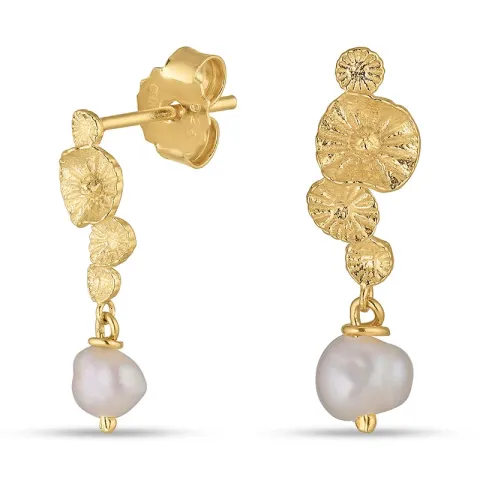 parel oorbellen in verguld sterlingzilver - Lumé Etched