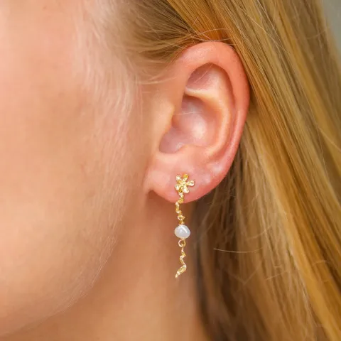 parel oorbellen in verguld sterlingzilver