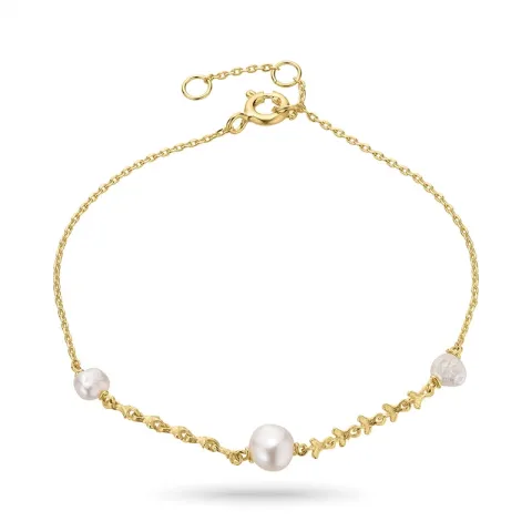 parel armband in verguld sterlingzilver 16 plus 3 cm x 6,9 mm