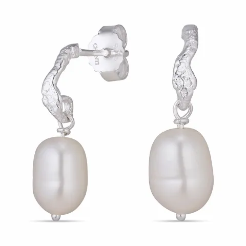 parel oorbellen in zilver - Lumé Etched