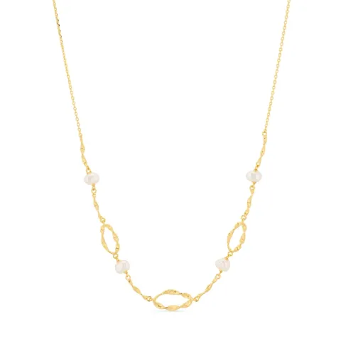 parel ketting in verguld sterlingzilver - Lumé Etched