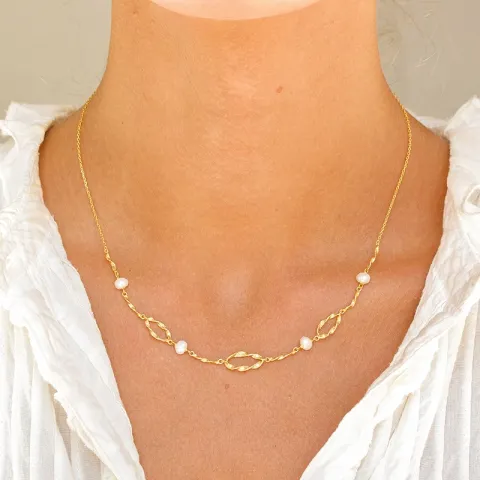 parel ketting in verguld sterlingzilver - Lumé Etched