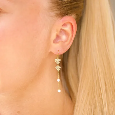 parel oorbellen in verguld sterlingzilver