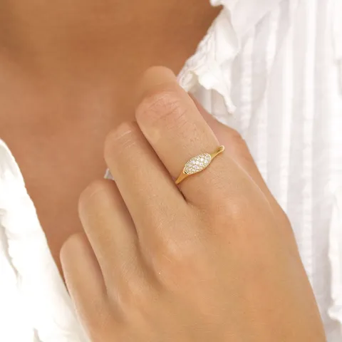 zirkoon ring in verguld sterlingzilver