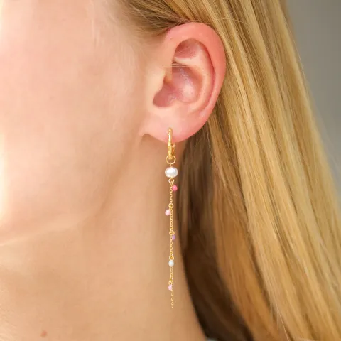 13 mm lange paarse creool in verguld zilver