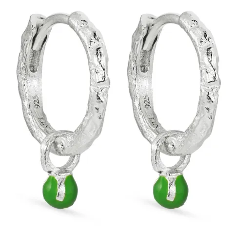 groene emaille creool in zilver