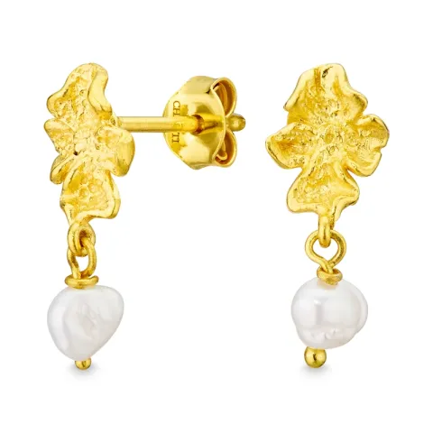 parel oorbellen in verguld messing - Eliné