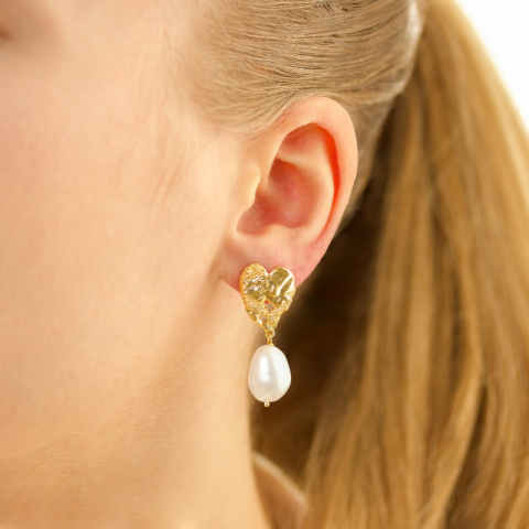 parel oorbellen in verguld messing - Eliné