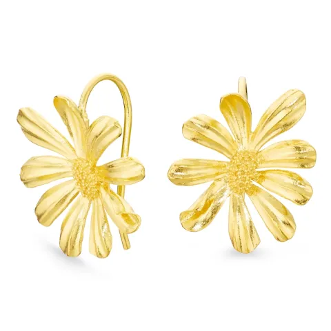 bloem oorbellen in verguld messing - Eliné