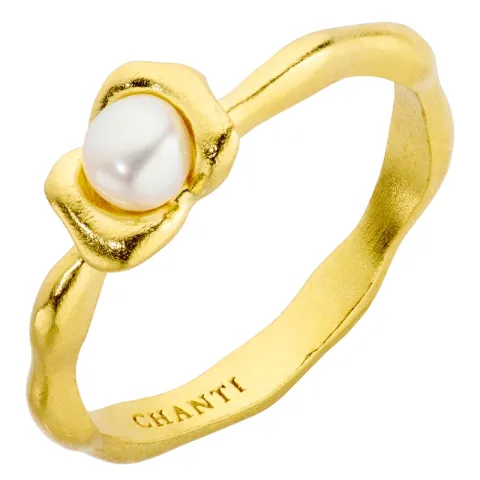 parel ring in verguld messing - Eliné