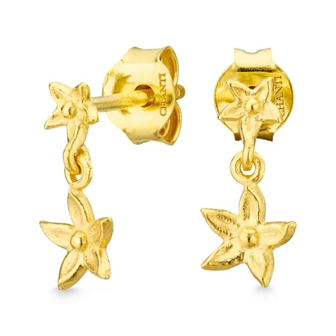 bloem oorbellen in verguld messing - Eliné