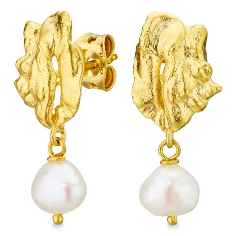 parel oorbellen in verguld messing - Eliné