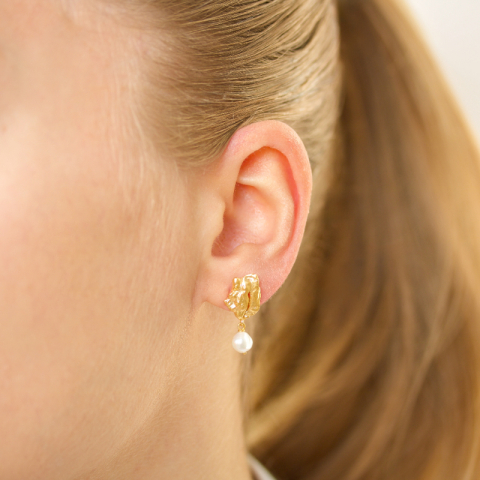 parel oorbellen in verguld messing - Eliné