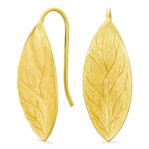 blad oorbellen in verguld messing - Eliné