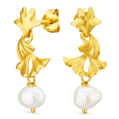 parel oorbellen in verguld messing - Eliné