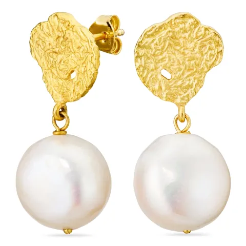 parel oorbellen in verguld messing - Eliné