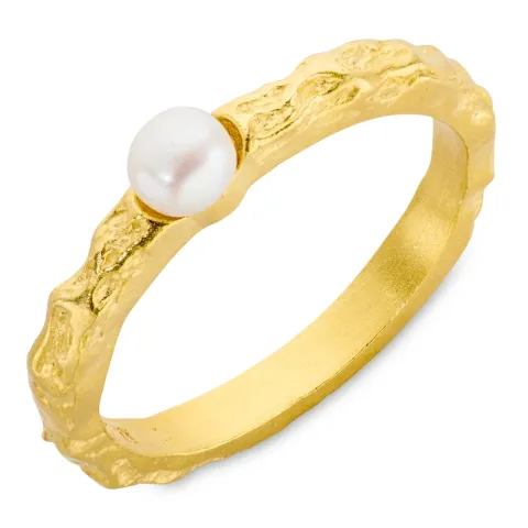 parel ring in verguld messing - Eliné