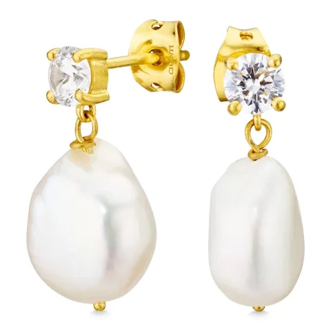 parel oorbellen in verguld messing - Eliné