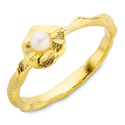 parel ring in verguld messing - Eliné