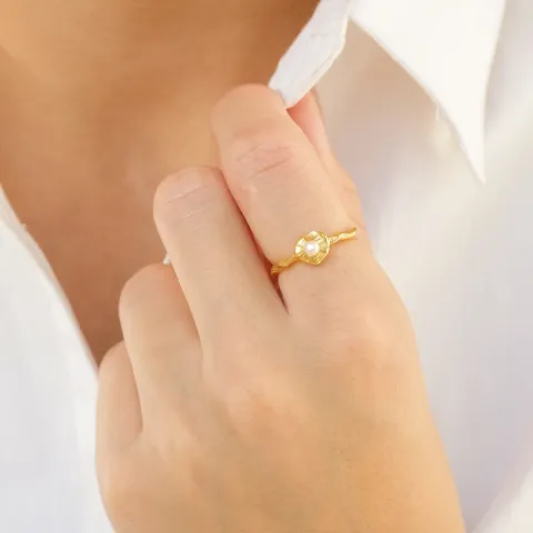 parel ring in verguld messing - Eliné