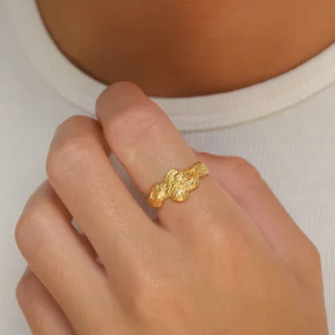 verzamelmonster ring in verguld messing - Eliné