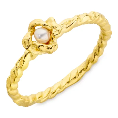 parel ring in verguld messing - Eliné