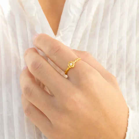 parel ring in verguld messing - Eliné