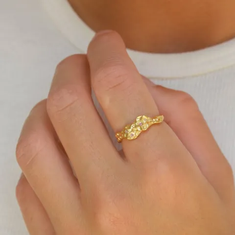 syntetische robijn ring in verguld messing - Eliné