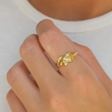 zirkoon ring in verguld messing - Eliné