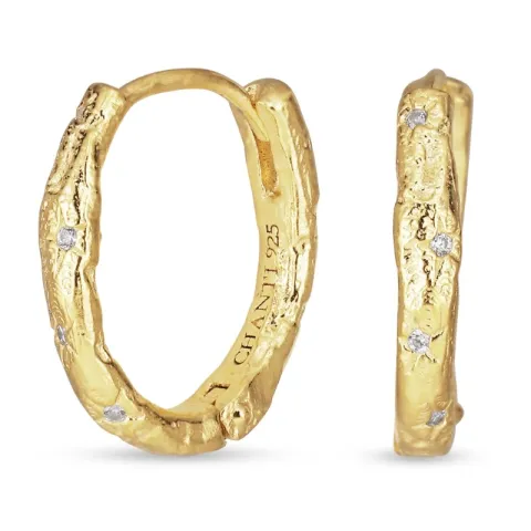 zirkoon creool in verguld messing - Eliné