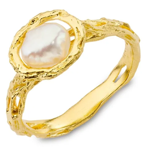 parel ring in verguld messing - Eliné