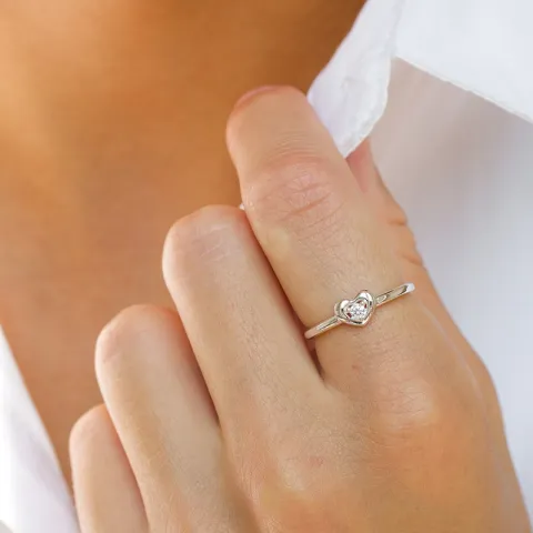 hart zirkoon ring in zilver